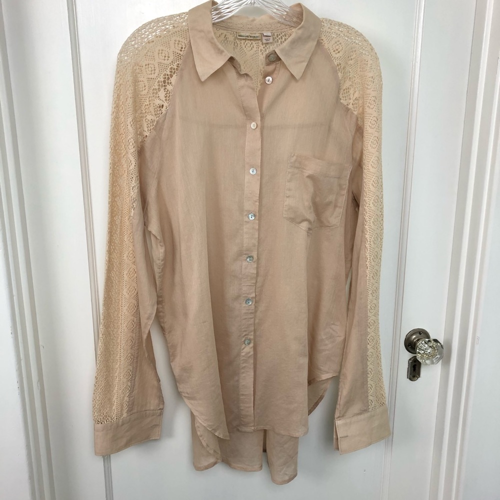Anthropologie Holding Horses Lace Sleeve Button Up